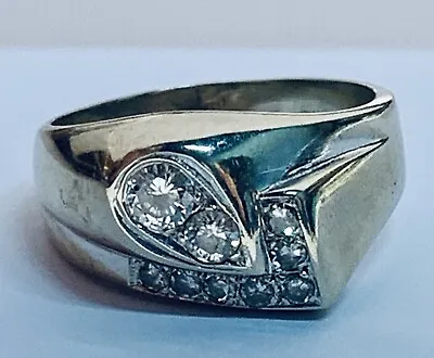 Solid 14k White Gold Diamond Ring Vintage Estate 6.91 Grams • $695