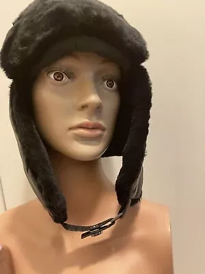 Ugg Australia Quilted Fleece Trapper Black Hat Faux-fur Trimmed Size O/s • $36