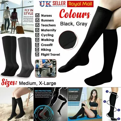 Compression Flight Socks Unisex Miracle Travel Anti Swelling Fatigue Dvt Support • £3.35