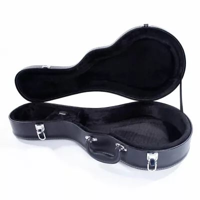 High-quality F-Style Microgroove Pattern Leather Wood Mandolin Case Black • $53.36