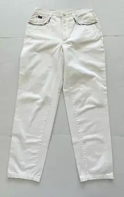 ESCADA Pants Size 42 White Jeans Denim Margarita Ley Made In Italy Cotton • $39.88