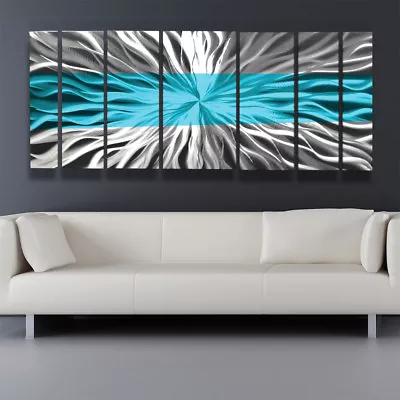 Metal Wall Art Blue Modern Abstract Sculpture Painting Home Decor By Brian Jones • $199