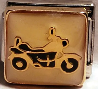 Gold Motorcycle Enamel 9mm Italian Charm By BlinQ ~Addt'l Charms Ship Free~ • $2.79