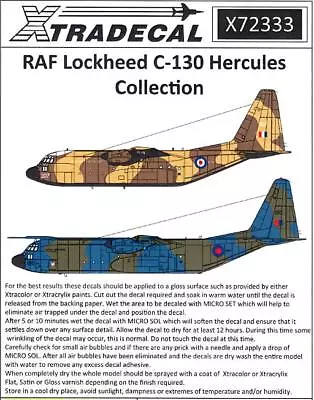 Xtra Decals 1/72 LOCKHEED C-130 HERCULES Royal Air Force Collection • $14.99