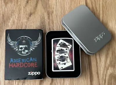 2005 Zippo American Hardcore Poker Set Lighter In Box 21205 (#137) • £48