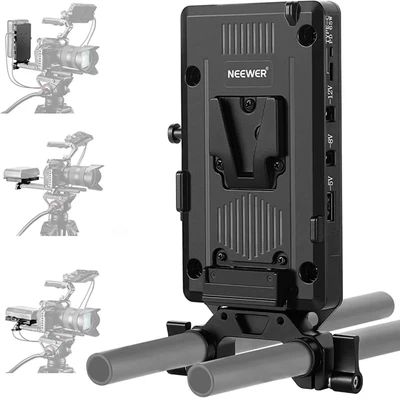 $80 • Buy NEEWER V Mount Battery Plate Adapter, Power Supply Splitter With 15mm Rod Clamp