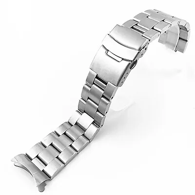 Stainless Steel Watch Band Matte Metal Strap Curved Ends 20mm 22mm Link Bracelet • $9.88