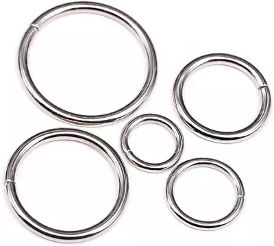 Swpeet 50 Pcs Sliver Assorted Multi-Purpose Metal O Ring For Hardware Bags Hand • $15.30