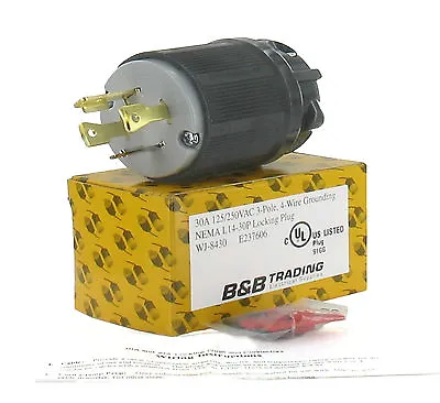 NEMA L14-30 30A 125/250V 3 Pole 4W Grnd. Plug W/External Cord Grip OLYM-L1430P • $11.50