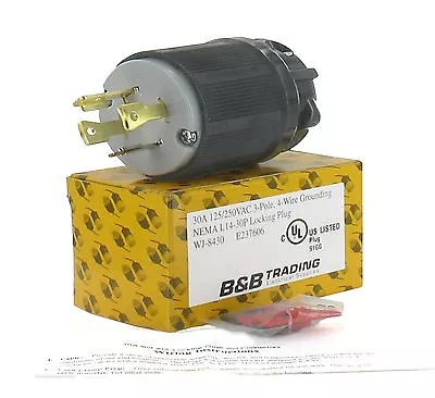 $11.30 • Buy NEMA L14-30 30A 125/250V 3 Pole 4W Grounding Plug W/External Cord Grip L14-30P