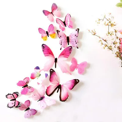 12 Pcs 3D Butterfly Decal Wall Stickers Home Decorations Sticker Bedroom Living • £2.50