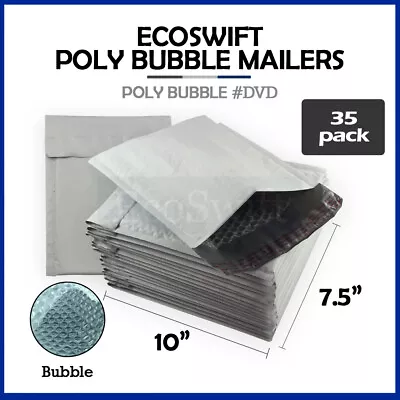 35 #0 7.5 X 10 EcoSwift Poly Bubble Mailers Padded Envelope Shipping Bags DVD • $13.49