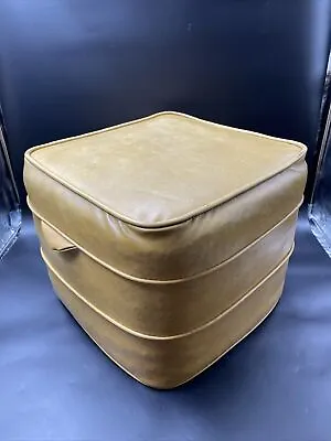 Vintage 1970s Funky Mid Century Mustard Yellow Vinyl Ottoman Foot Stool • $99.99