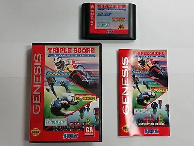 Triple Score Hang-On Columns Soccer Sega Genesis With Manual And Case Authentic • $14.99