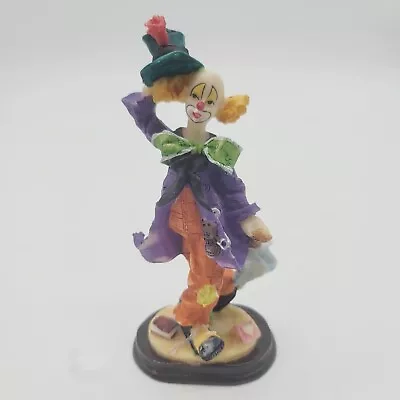 Vintage K's Collection Clown Figurine Holding Umbrella 6  Tall Top Hat Purple • $18.80