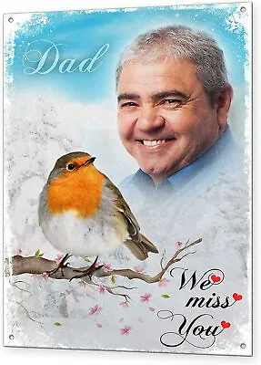 Miss You In Memory Any Photo Robin Metal Sign Memorial Plaque Personalised RIP • £11.83