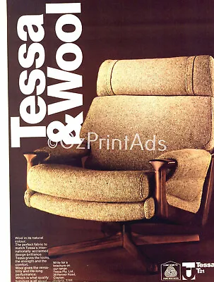 1974 Tessa T21 Pure Wool Swivel Chair Australian Retro Mcm Print Advert • $29.50