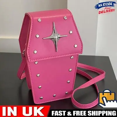 Retro Gothic Coffin Shape Purses Casual Women Halloween Crossbody Bag (Pink) # • £9.29