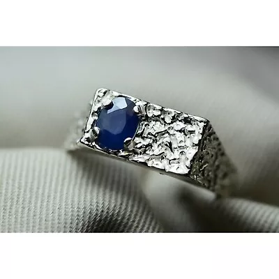 Mens 0.84 Carat Sapphire Ring Real Genuine Natural Certified Nugget Jewelry GS2 • $229.99