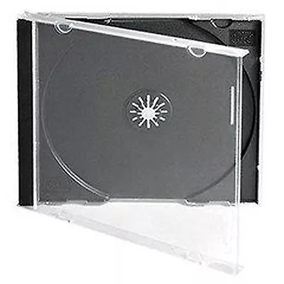 5 X CD Jewel Case For 1 Disc With Black Tray - 5 Pack Of Cases 10.4 Mm Spine • £7.99