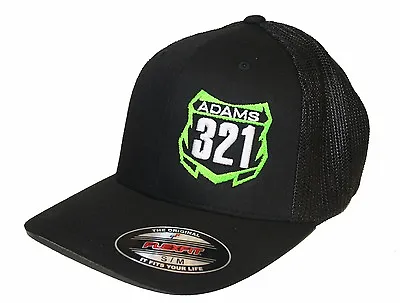 Custom Mx Number Plate Hat Just Ride Flexfit Cap Motocross Mesh Back • £41.99