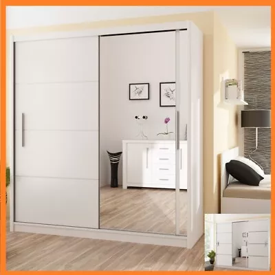 £379.99 • Buy Modern Bedroom Sliding Door Wardrobe With Mirror DAKO VESTO White 4 Sizes