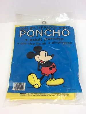 Walt Disney Mickey Mouse Adult Waterproof Poncho One Size Fits All Yellow • $15.99