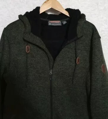 Free Country Jacket Zip Up Hooded Sherpa Lined Mens Green Hoodie Size M • $24.30