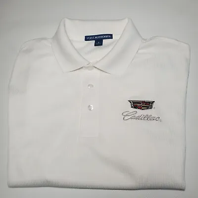 Cadillac Polo Golf Shirt New - White - Embroidered Logo - 3 Button - Sizes S-4XL • $39.75