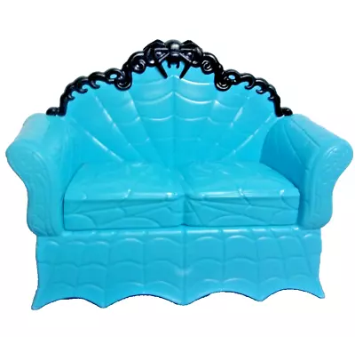 Monster High Coffin Bean Doll Gothic Furniture Blue & Black Couch Spider Web • $16.50