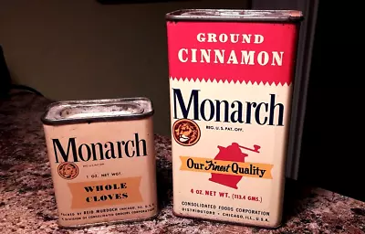 Lot Vintage MONARCH SPICE TINS Cinnamon Reid Murdoch Whole Cloves   No Reserve • $13