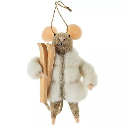 Indaba Handmade White Mouse Ornament Montcler Mouse Ornament Skier • $11