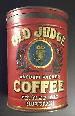 Rare OLD JUDGE OWL 6“ TALL TIN COFFEE CAN David G Evans Co. St. Louis W/Lid • $149.99