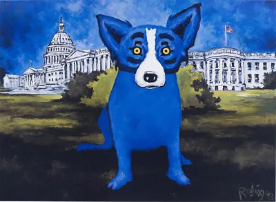 Modern Decor Home Giclee Blue Dog Canvas Painting Art Print Animal Pet • $17.99