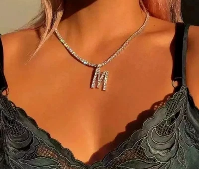 £4.99 • Buy New Bling Silver Rhinestone Crystal Alphabet Initial Letter Necklace  Uk  