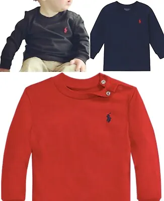 Baby Boys Girls Ex Ralph Lauren T Shirt Top Long Sleeve Basic 3 6 9 12 18 24 • £8.99
