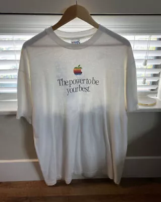 Vintage 90s Apple The Power To Be Your Best Macintosh T Shirt Rainbow Xl Rare • $162.50