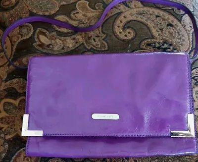 Michael Kors Purple Pomegranate Genuine Leather Beverly Clutch Shoulder Bag GUC  • $49.99