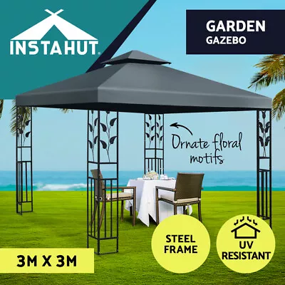$182.95 • Buy Instahut Gazebo 3x3m Party Marquee Outdoor Wedding Event Tent Iron Art Canopy