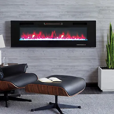 60 Inches Electric Fireplace Wall Mounted Recessed Fireplace Heater  Ultra-Thin • $259.99