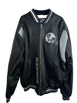 Vintage 90’s G3 G-III Carl Banks NFL Oakland Raiders Leather Jacket Size XL • $199.99