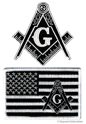 Lot Black Masonic Logo Flag Embroidered Patches Freemason Square Compass Mason • $8.99