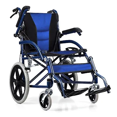 Ultra Lightweight Folding Wheelchair 11.kg Attendant Brake Transport Transit New • £129.99