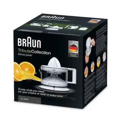 Braun Electric Citrus Fruit Juicer Press Squeezer 350ml CJ3000 - White • £26.89