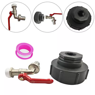 IBC Tank Adapter S100X8 Valve Oil Fuel Water Tap Outlet With 3/4  Hose Connector • £12.65