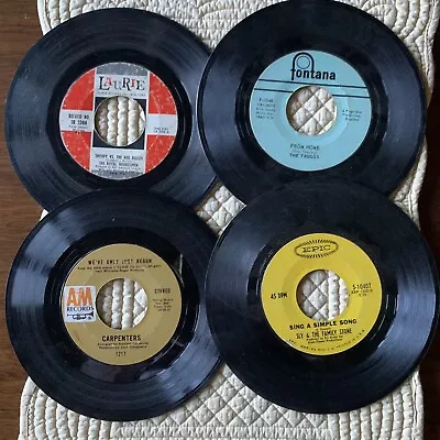 16 Record Lot Of45 Rpm Singles Mixed - Troggs Supremes Carpenters Sly & Fam.. • $3.99