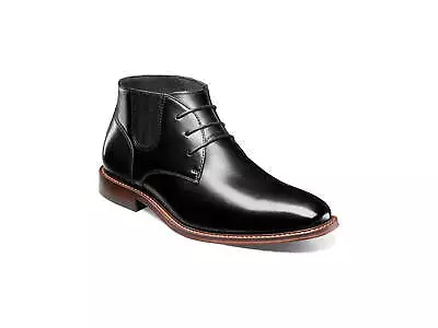 Stacy Adams Maxwell Plain Toe Chukka Boot Smooth Leather Black Lace Up 25551-001 • $124.99