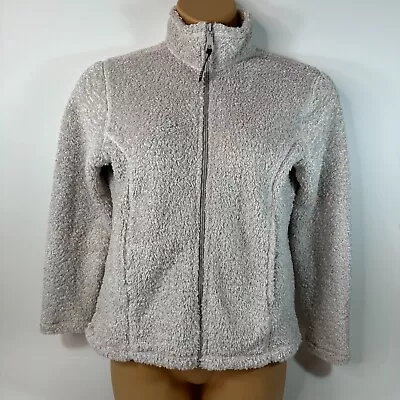 Cabelas PolarTec Fuzzy Fleece Jacket Full Zip Off White Womens Medium M • $19.99