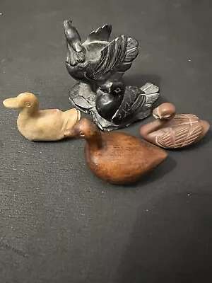 Antique Vintage Carved Duck Bird Figurine Stone Resin Wood Lot Miniatures • $9.99