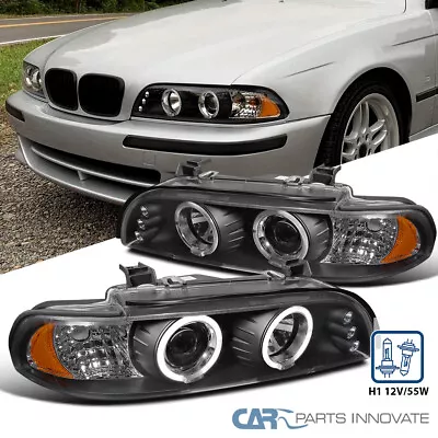 Fits BMW 96-03 E39 525i 528i 530i LED Halo Projector Headlights Head Lamps Black • $153.95